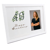 Personalised 40th Birthday Green Leaf Design Gift Photo Frame